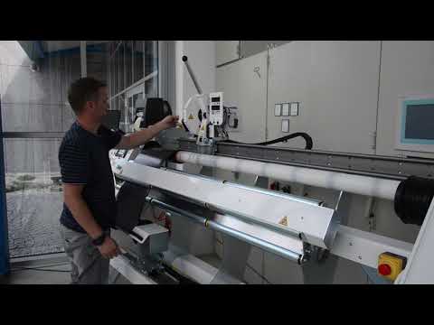 Rewinding and slitting flock heat transfer vinyl on the NEPATA UA1650 ADWS
